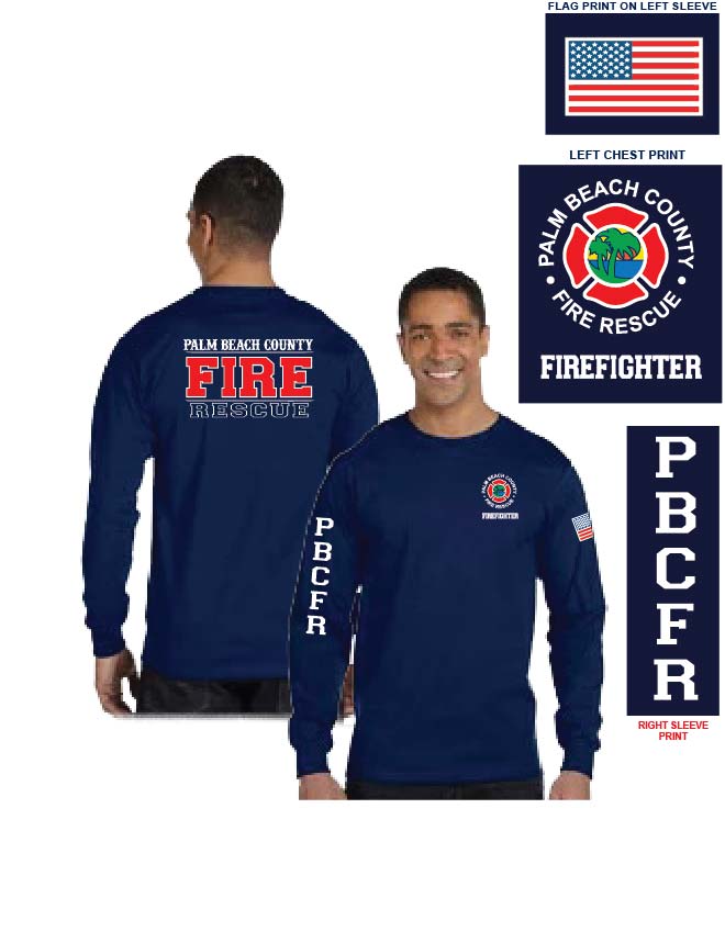 (FIREFIGHTER) Gildan DryBlend® L/S T-Shirt, Navy